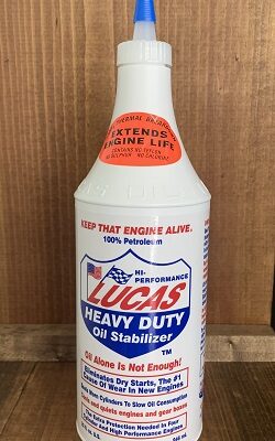 A new bottle of Lucas Oil heavy duty oil stabilizer quart size for sale in mid-central Indiana